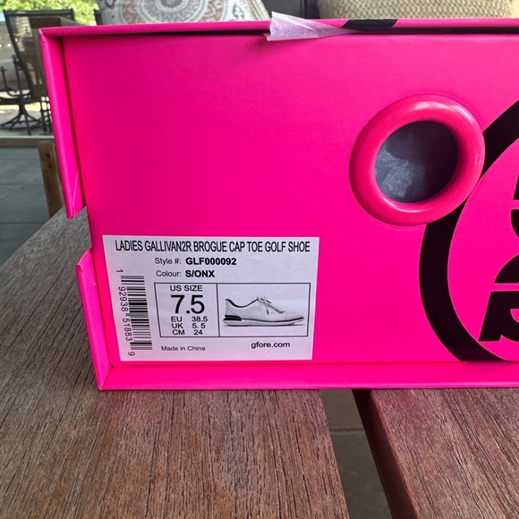 G/FORE Gallivan2r Brogue Kiltie Cap Toe Golf Shoe Women's 7.5 Snow / Onyx NEW - Picture 7 of 8